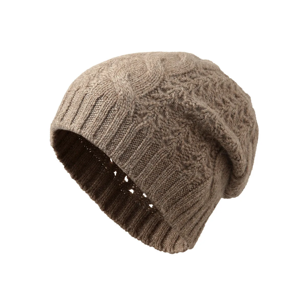 100% Cashmere Classic Cable Knit Beanie