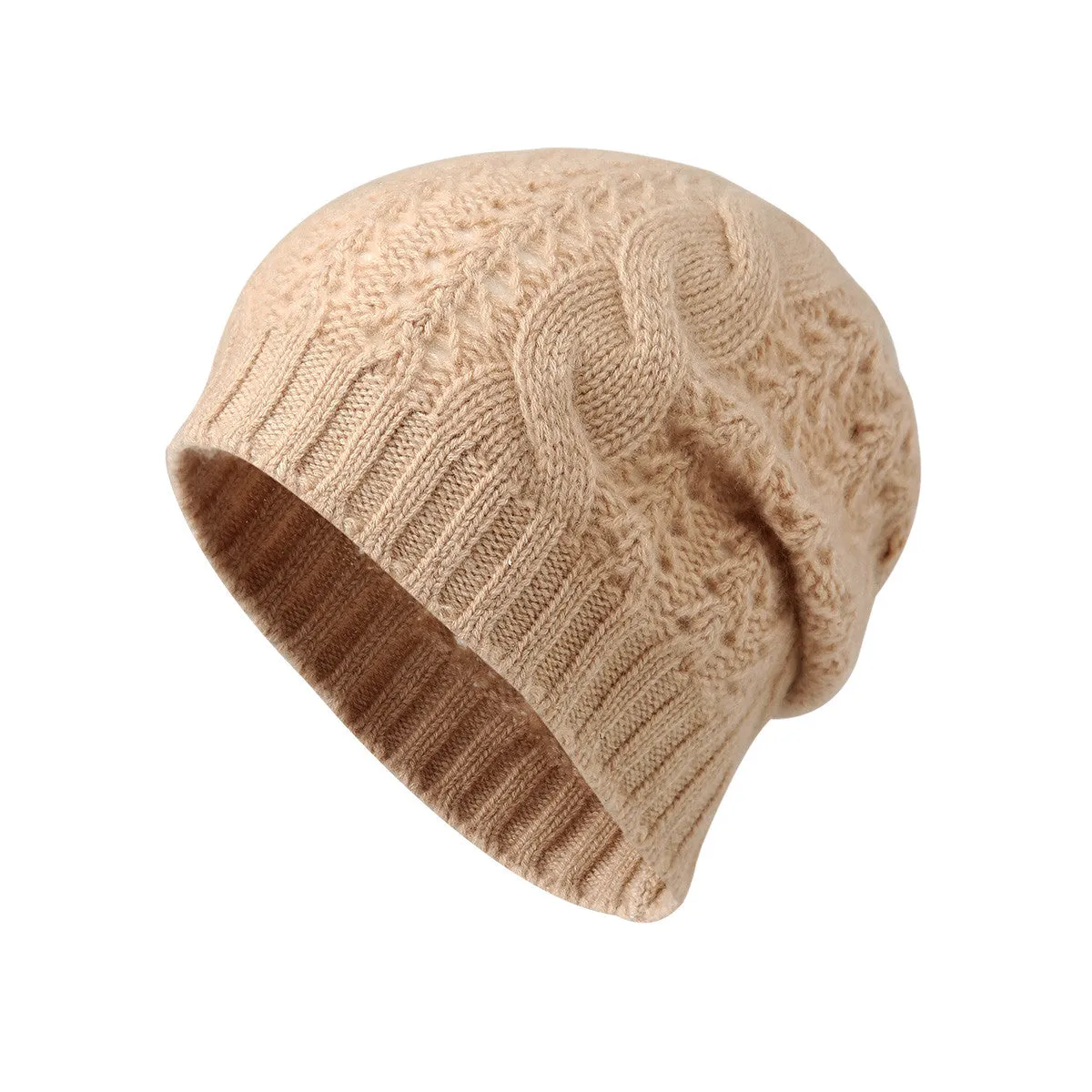 100% Cashmere Classic Cable Knit Beanie