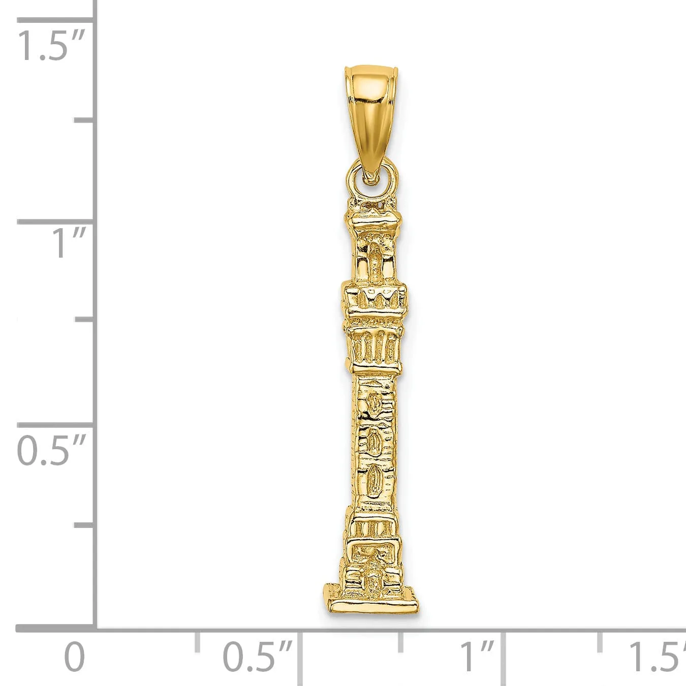 14K Yellow Gold Polished Textured Finish 3-Dimensional Pilgrim Memorial Monument Charm Pendant