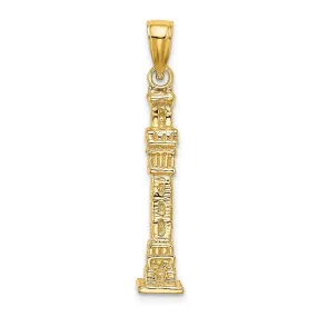 14K Yellow Gold Polished Textured Finish 3-Dimensional Pilgrim Memorial Monument Charm Pendant