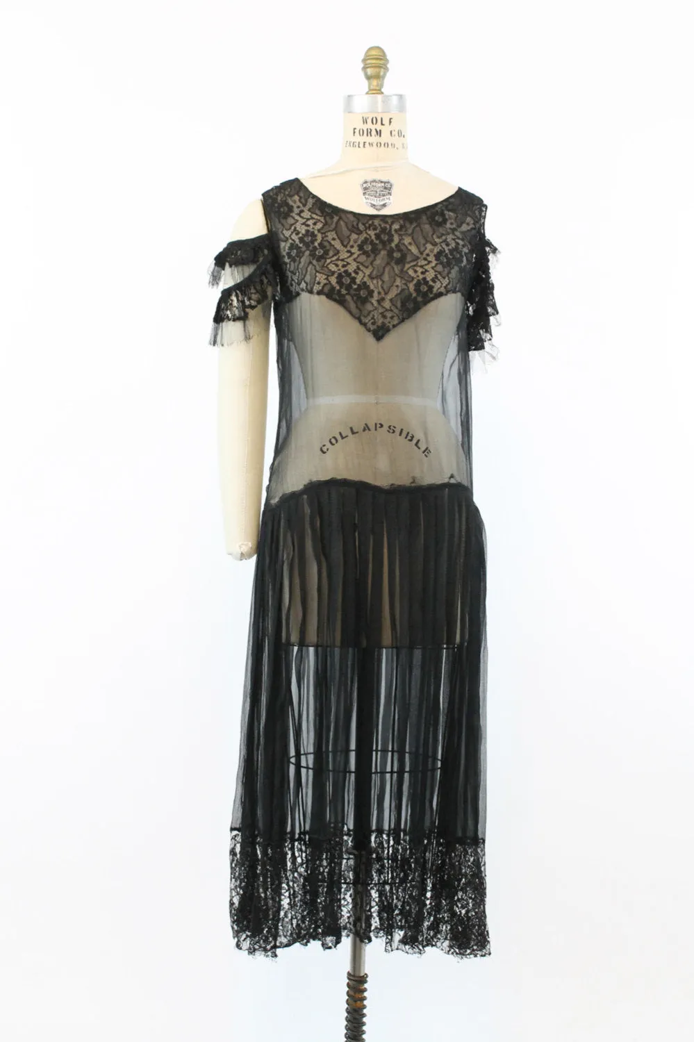 1930s lace dress sheer off the shoulder small medium | new winter