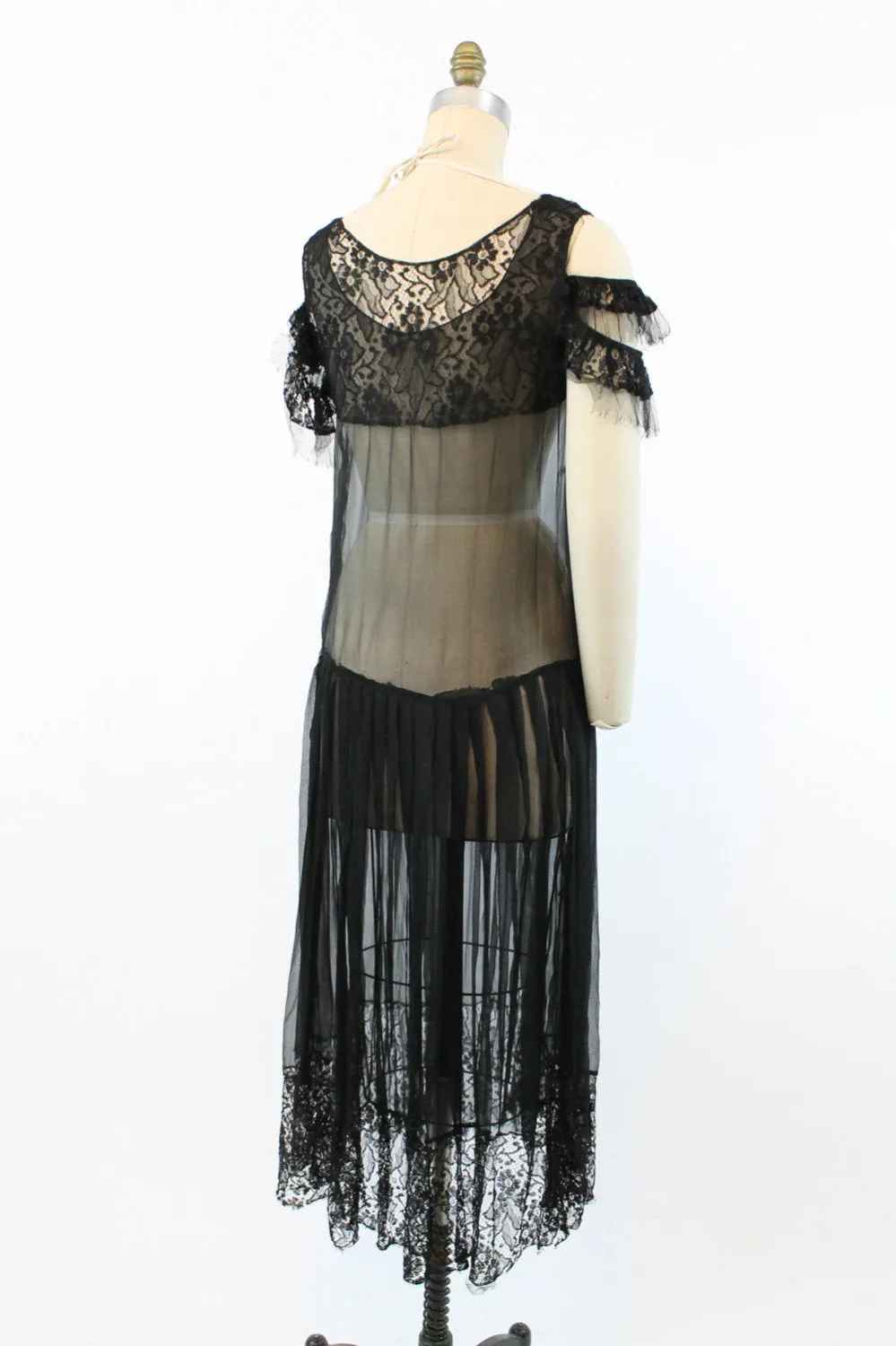 1930s lace dress sheer off the shoulder small medium | new winter