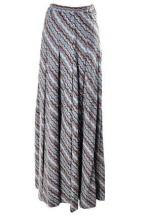 1970s Vintage Missoni Striped Maxi Skirt Zig Zag Italy