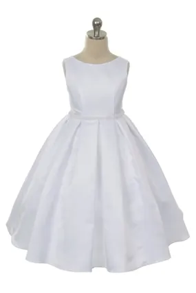 235 Satin s with classic box pleated skirt First Communion or Flower Girl Dress