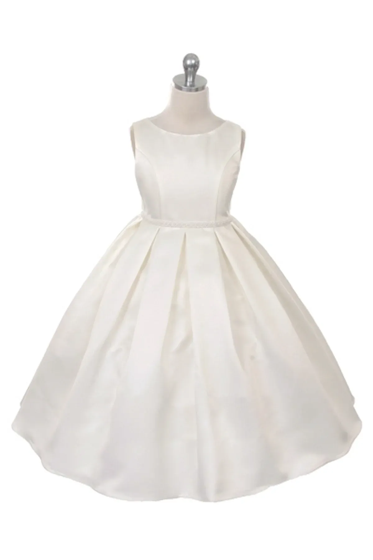 235 Satin s with classic box pleated skirt First Communion or Flower Girl Dress