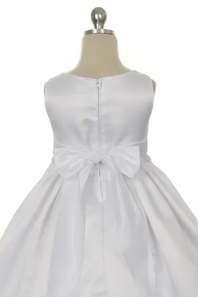 235 Satin s with classic box pleated skirt First Communion or Flower Girl Dress