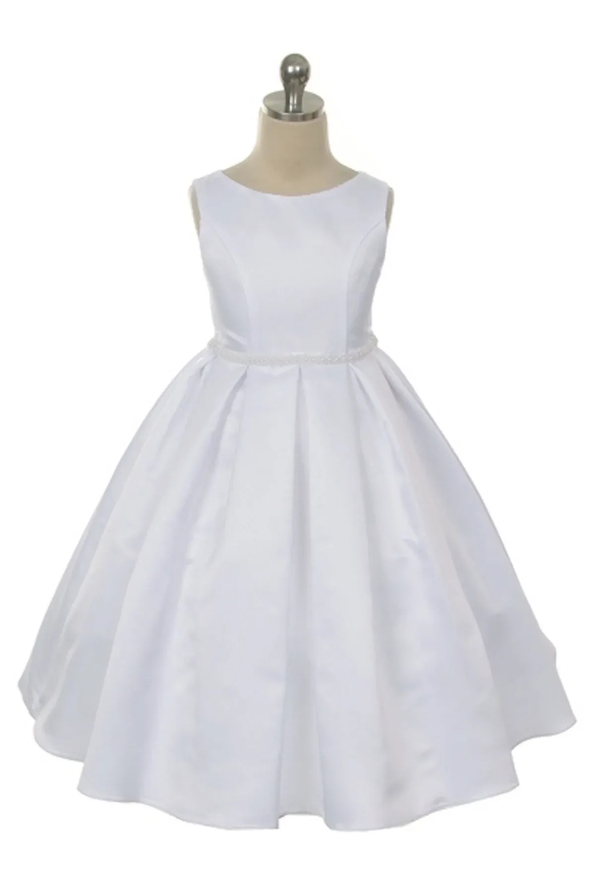 235 Satin s with classic box pleated skirt First Communion or Flower Girl Dress