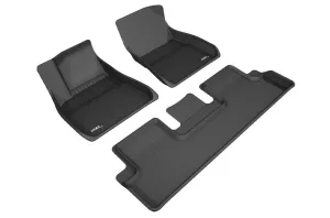 3D MAXpider 2018-2019 Tesla Model 3 Kagu 1st & 2nd Row Floormats - Black (aceL1TL00401509)