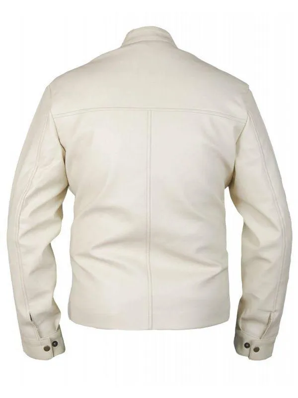 Aaron Paul Need For Speed White Leather Jacket