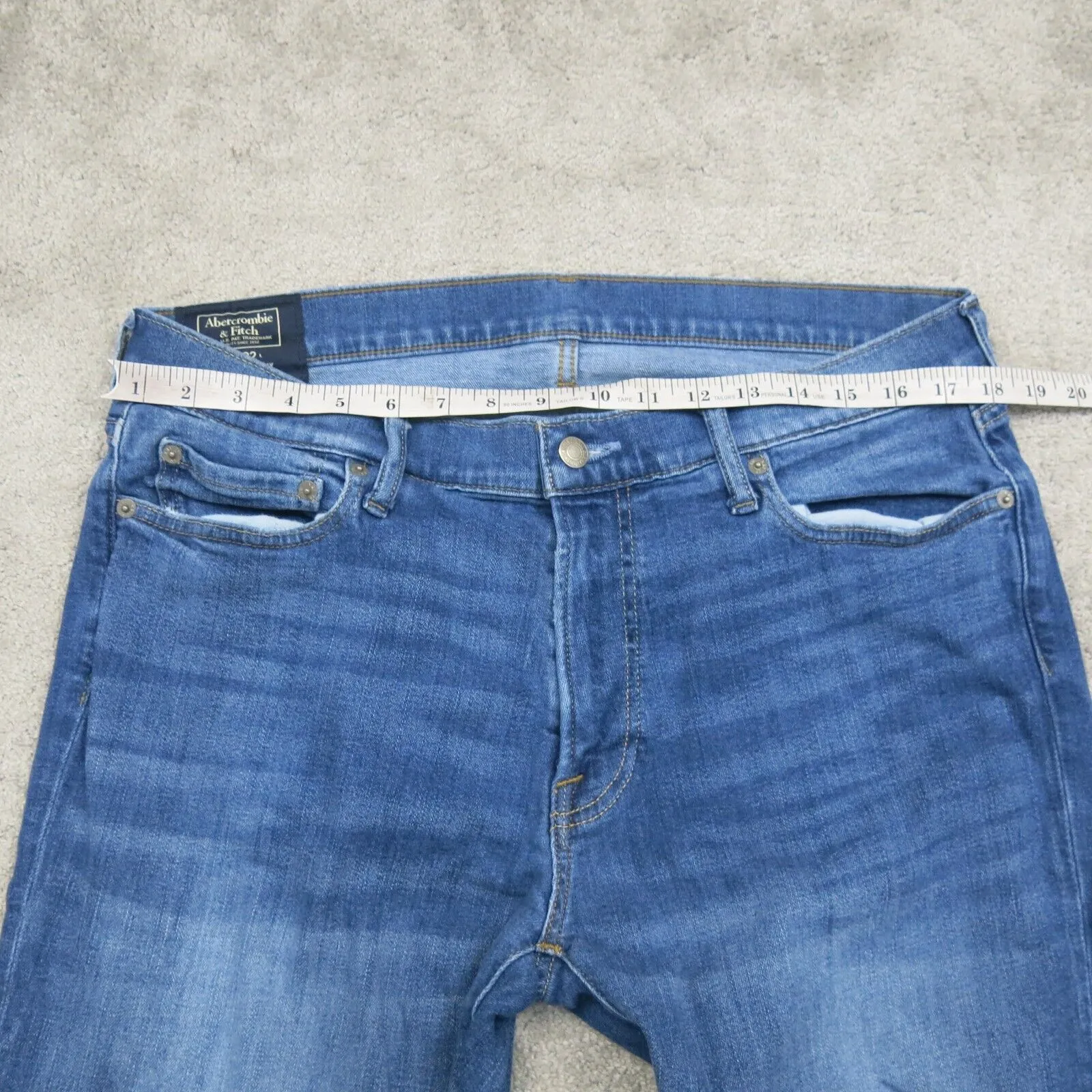 Abercrombie & Fitch Men Langdon Skinny Jeans Stretch Mid Rise Blue SZ W34XL32