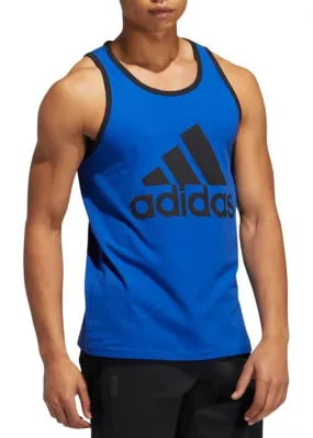 Adidas Men's Team Royal Blue Badge of Sport Logo Graphic Tank Top