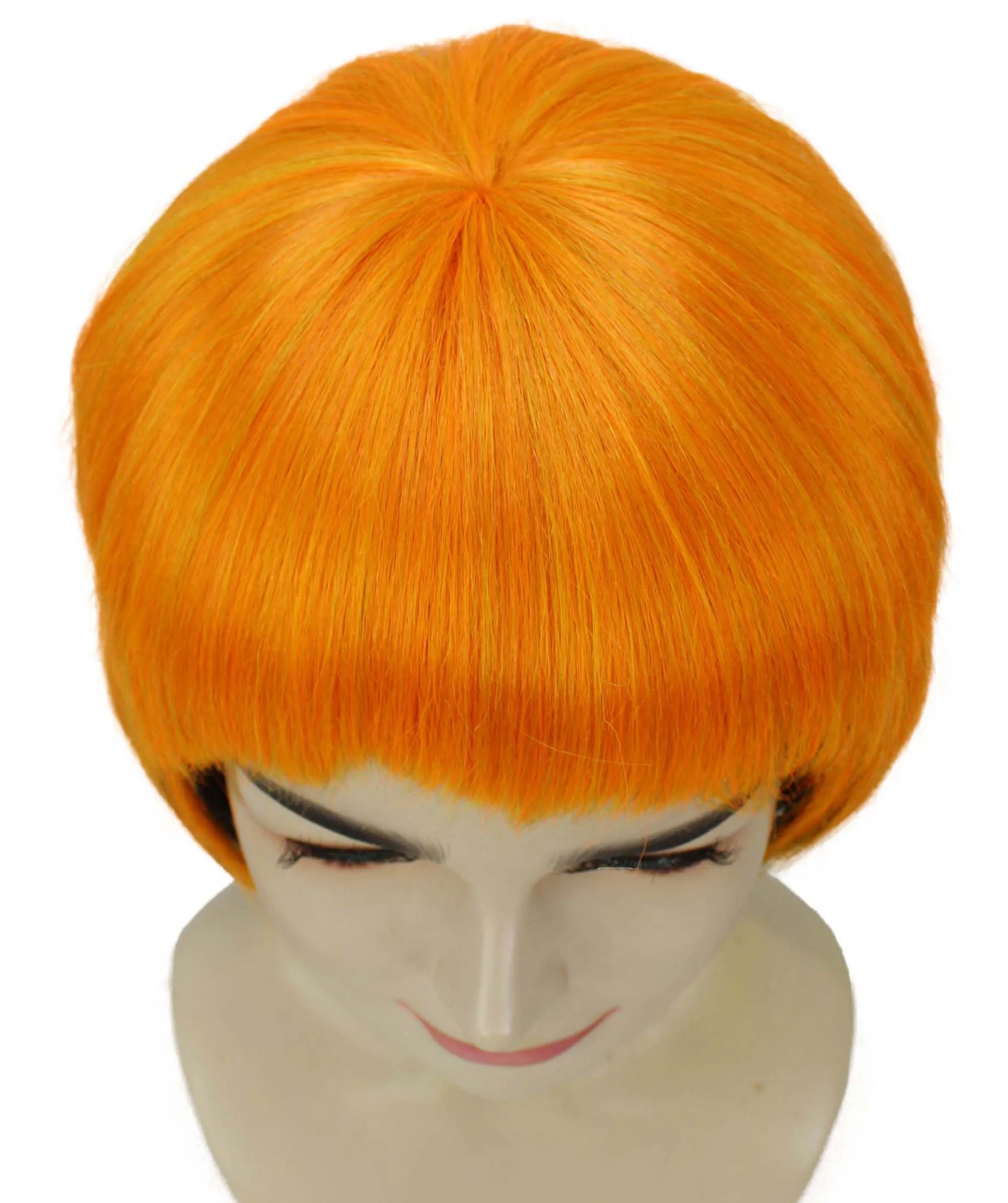 Adult Women’s Bob-styled Orange and Black Wig | Flame-retardant 100% Synthetic Fiber Cosplay Wig