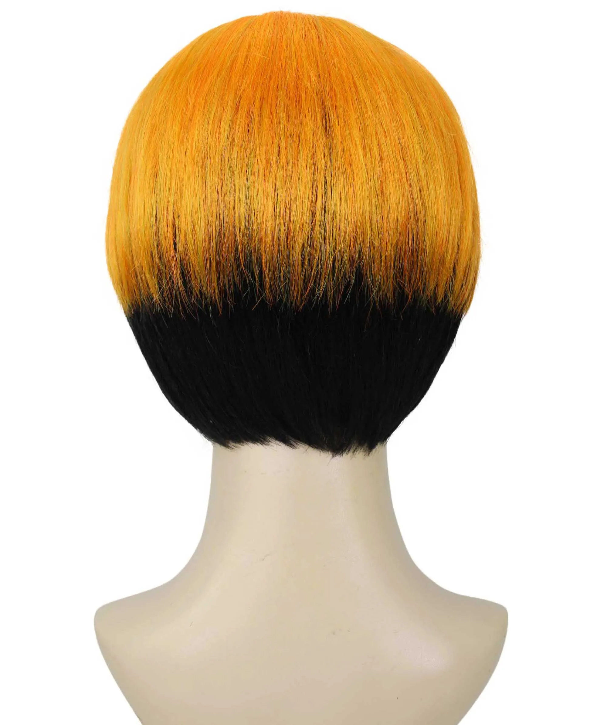 Adult Women’s Bob-styled Orange and Black Wig | Flame-retardant 100% Synthetic Fiber Cosplay Wig