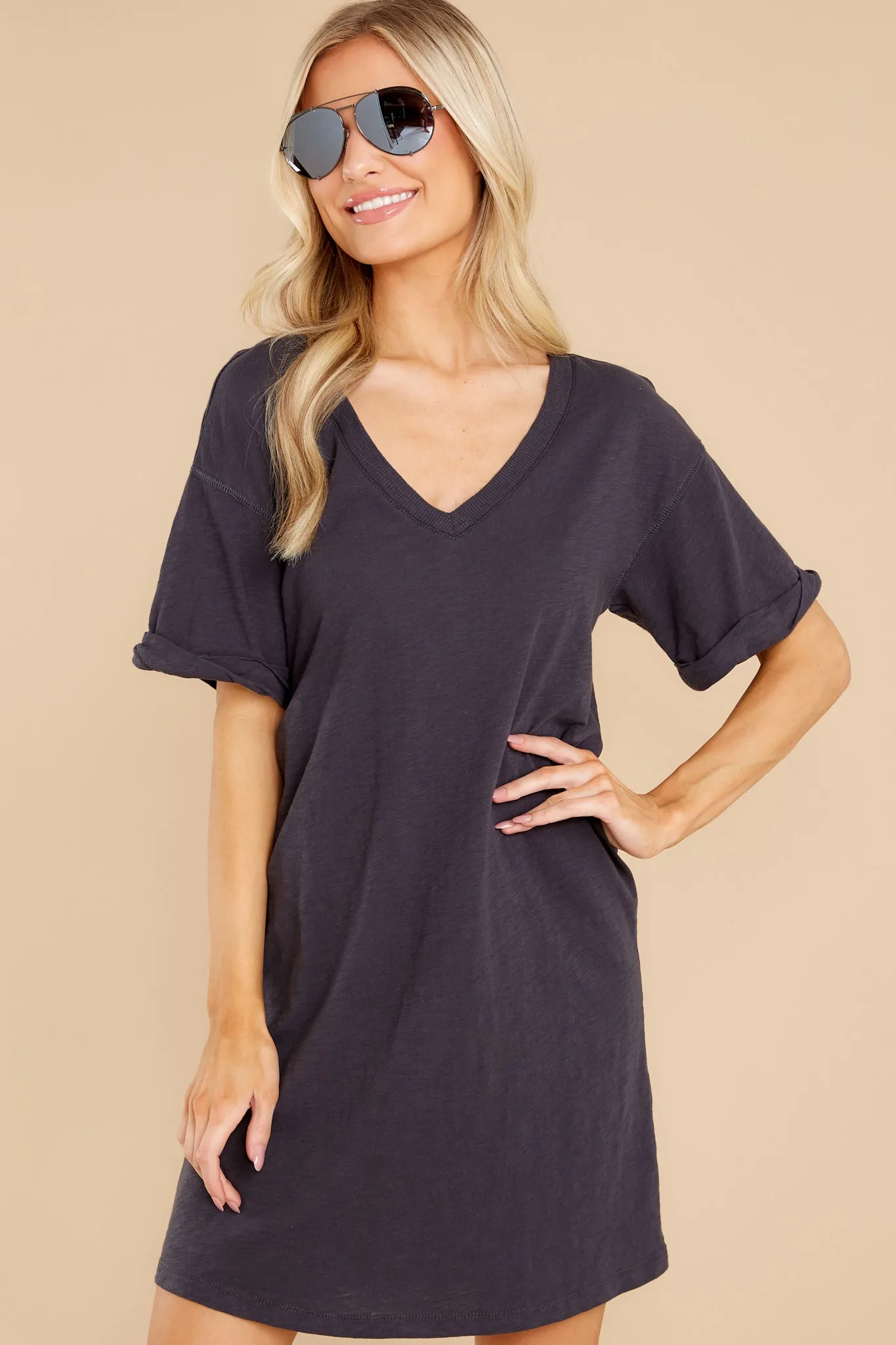 Alani Washed Black Slub Dress