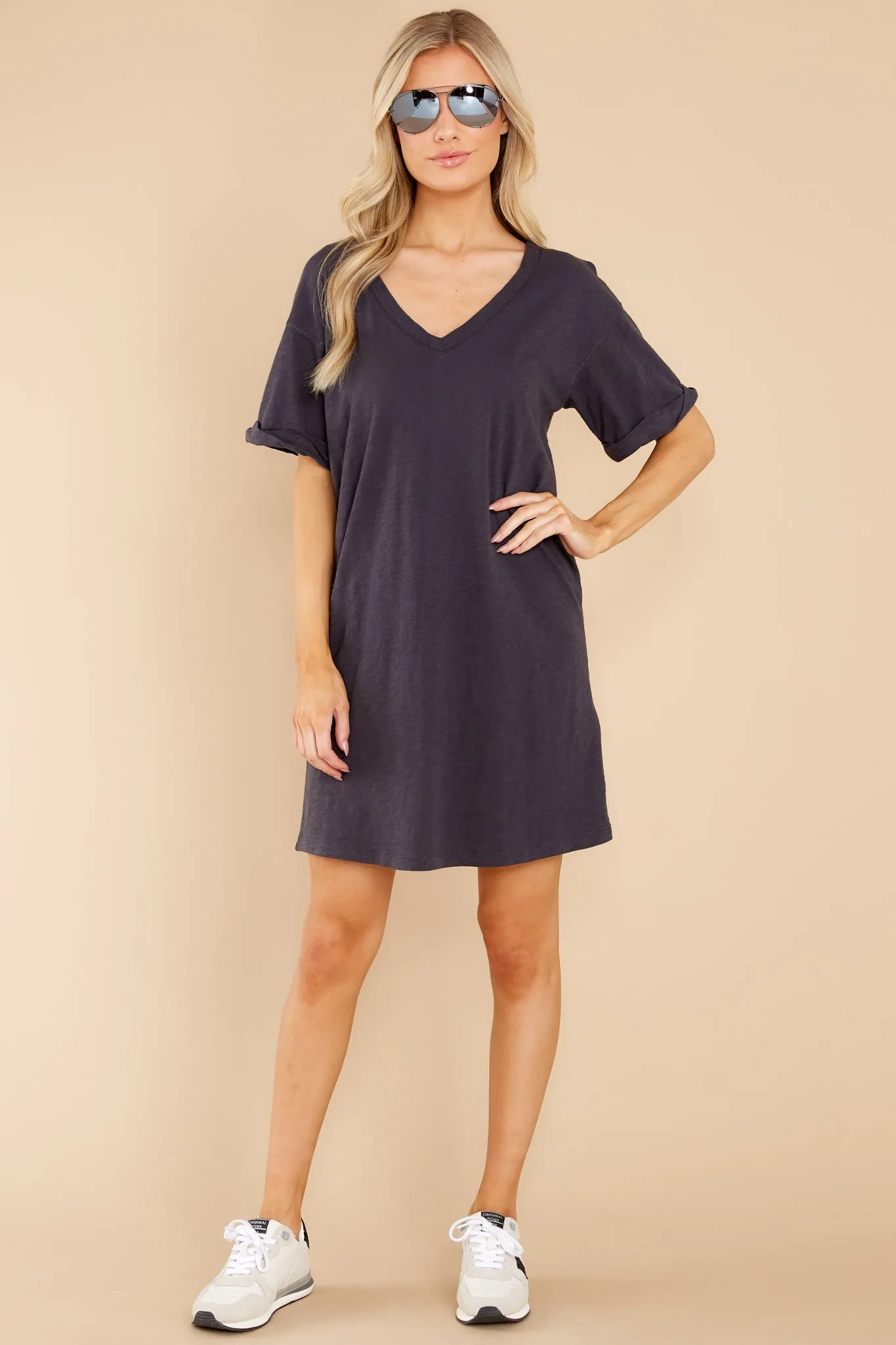 Alani Washed Black Slub Dress