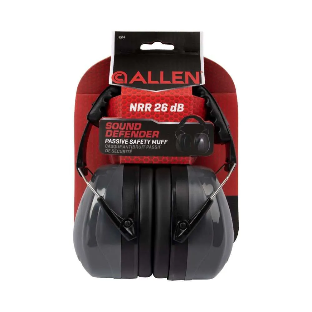 Allen Sound Defender Foldable Safety Earmuffs, Hearing Protection, Black/Gray