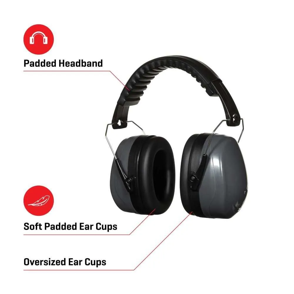 Allen Sound Defender Foldable Safety Earmuffs, Hearing Protection, Black/Gray