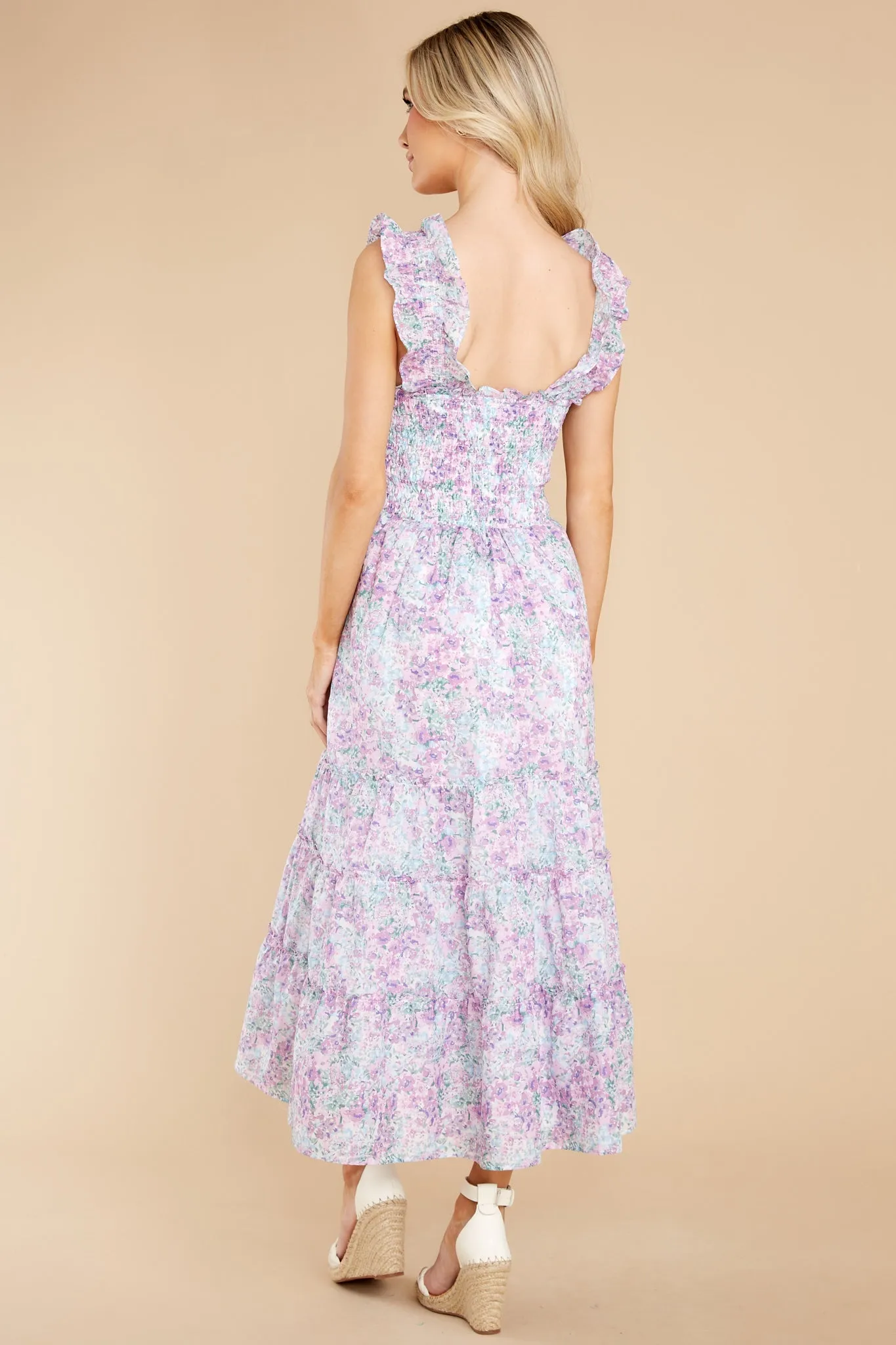 Always Daydreaming Lavender Floral Print Midi Dress