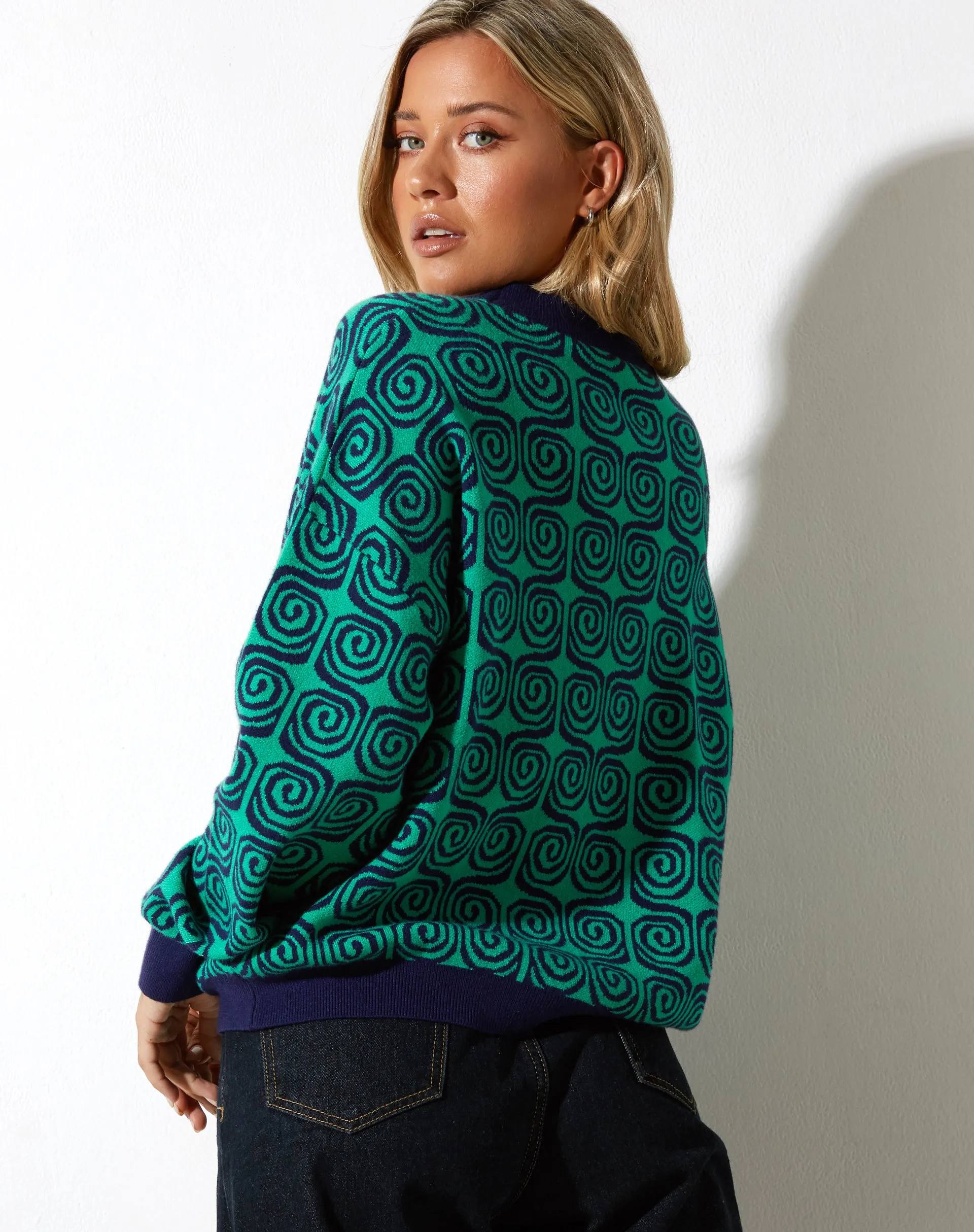 Ammar Jumper in Swirl Green and Blue