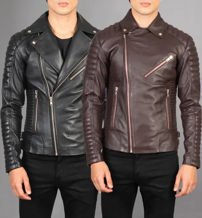 Armand Maroon Leather Biker Jacket