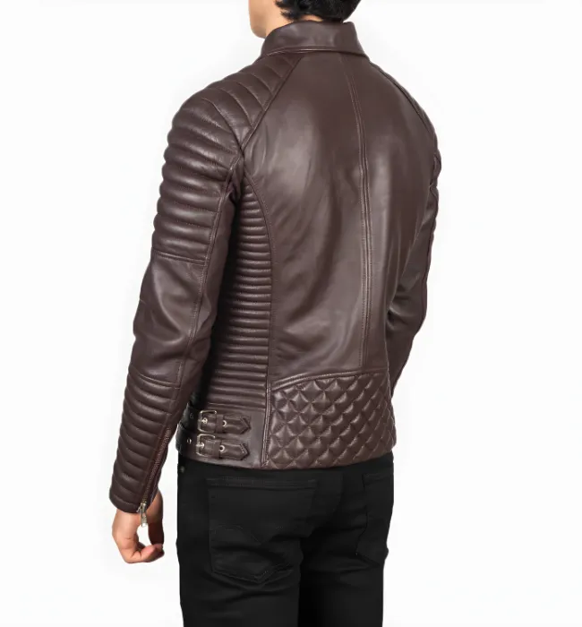 Armand Maroon Leather Biker Jacket