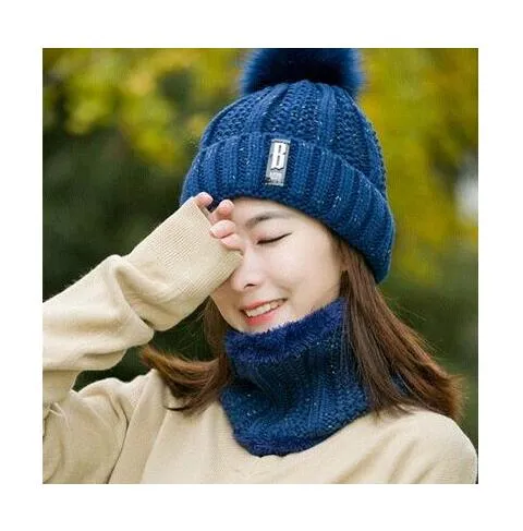 B Letter Outdoor Casual Warm Knitted Winter Beanie