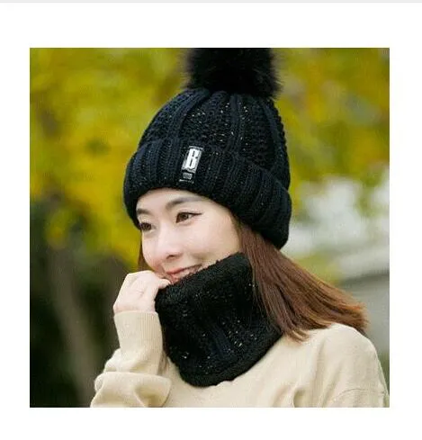 B Letter Outdoor Casual Warm Knitted Winter Beanie