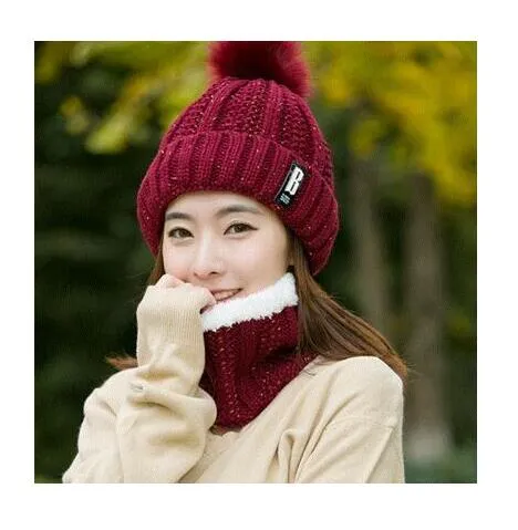 B Letter Outdoor Casual Warm Knitted Winter Beanie