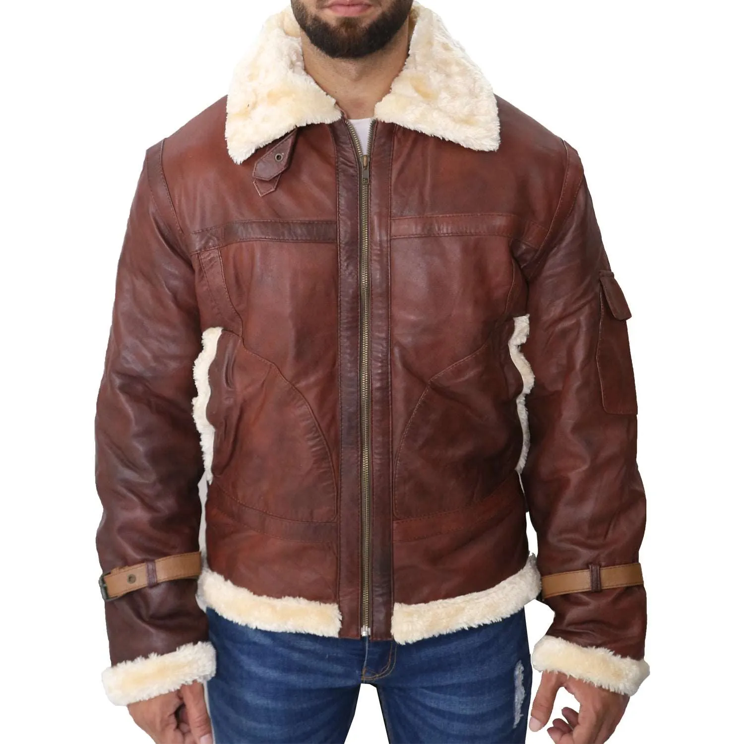 B3 Bomber Aviator Shearling Maroon Men's Leather Jacket