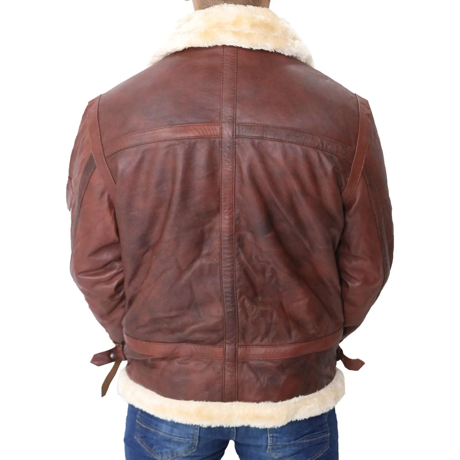 B3 Bomber Aviator Shearling Maroon Men's Leather Jacket