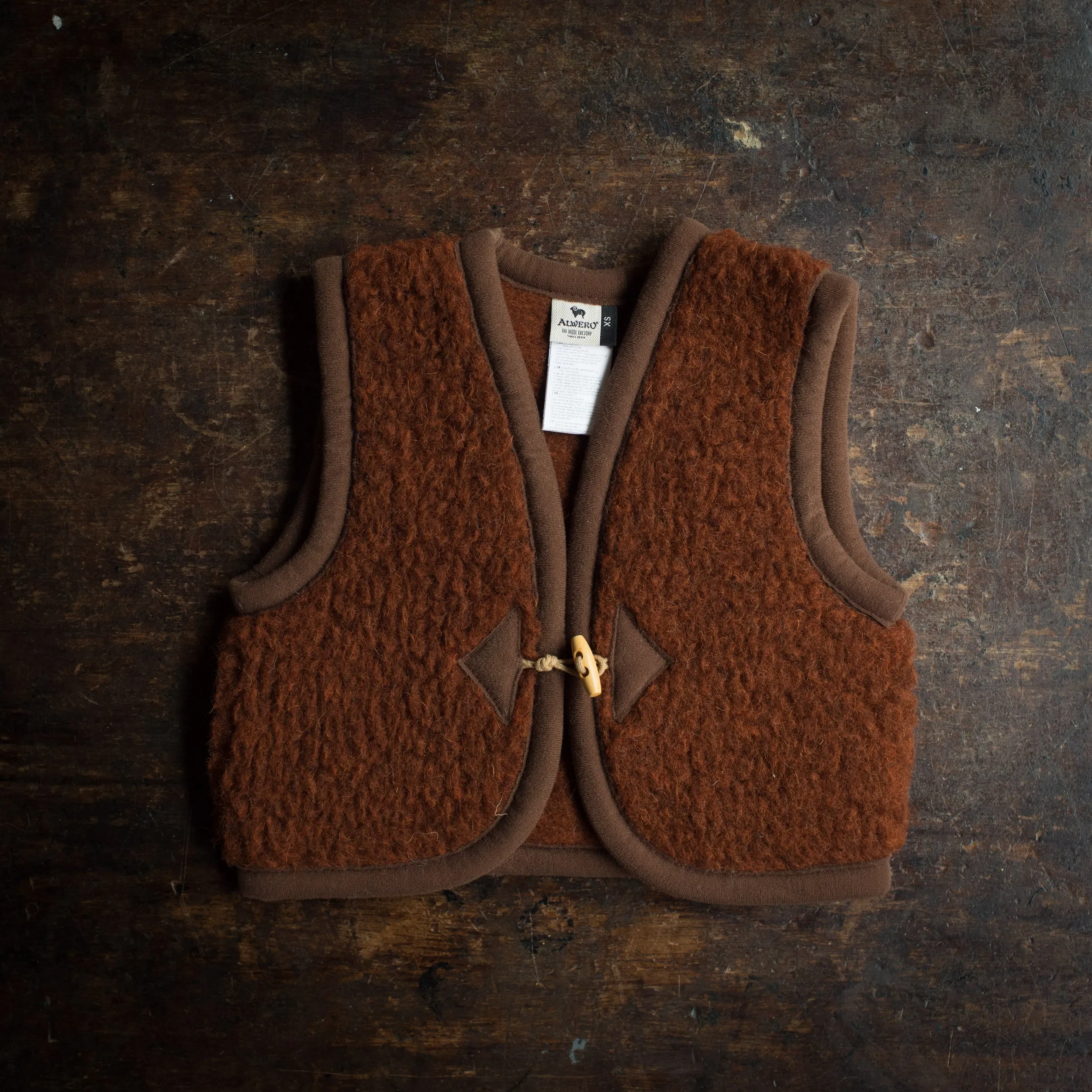 Baby & Kids Wool Teddy Fleece Vest - Cognac