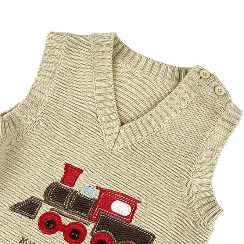 Baby Boy Cartoon Train Pattern Sleeveless Knitted Sweater Vest by MyKids-USA™