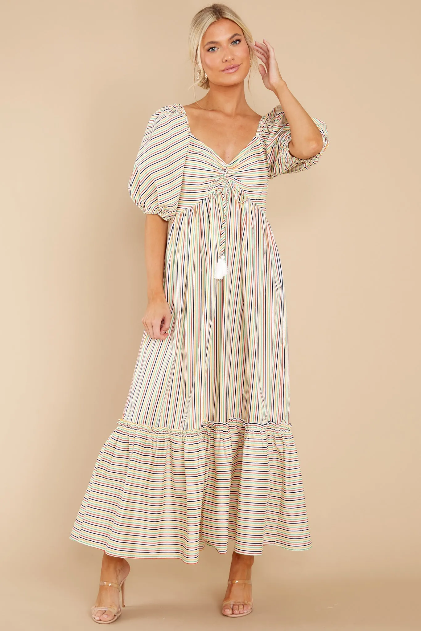 Backyard Fiesta Rainbow Stripe Maxi Dress