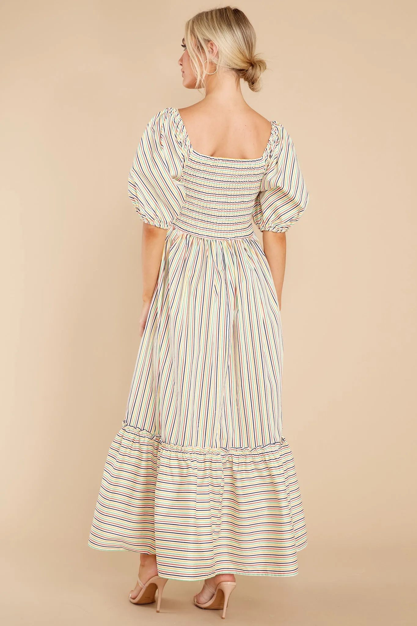 Backyard Fiesta Rainbow Stripe Maxi Dress