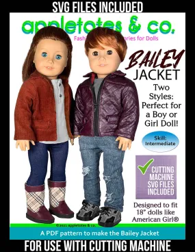 Bailey Jacket 18 Inch Doll Sewing Pattern - SVG Files Included