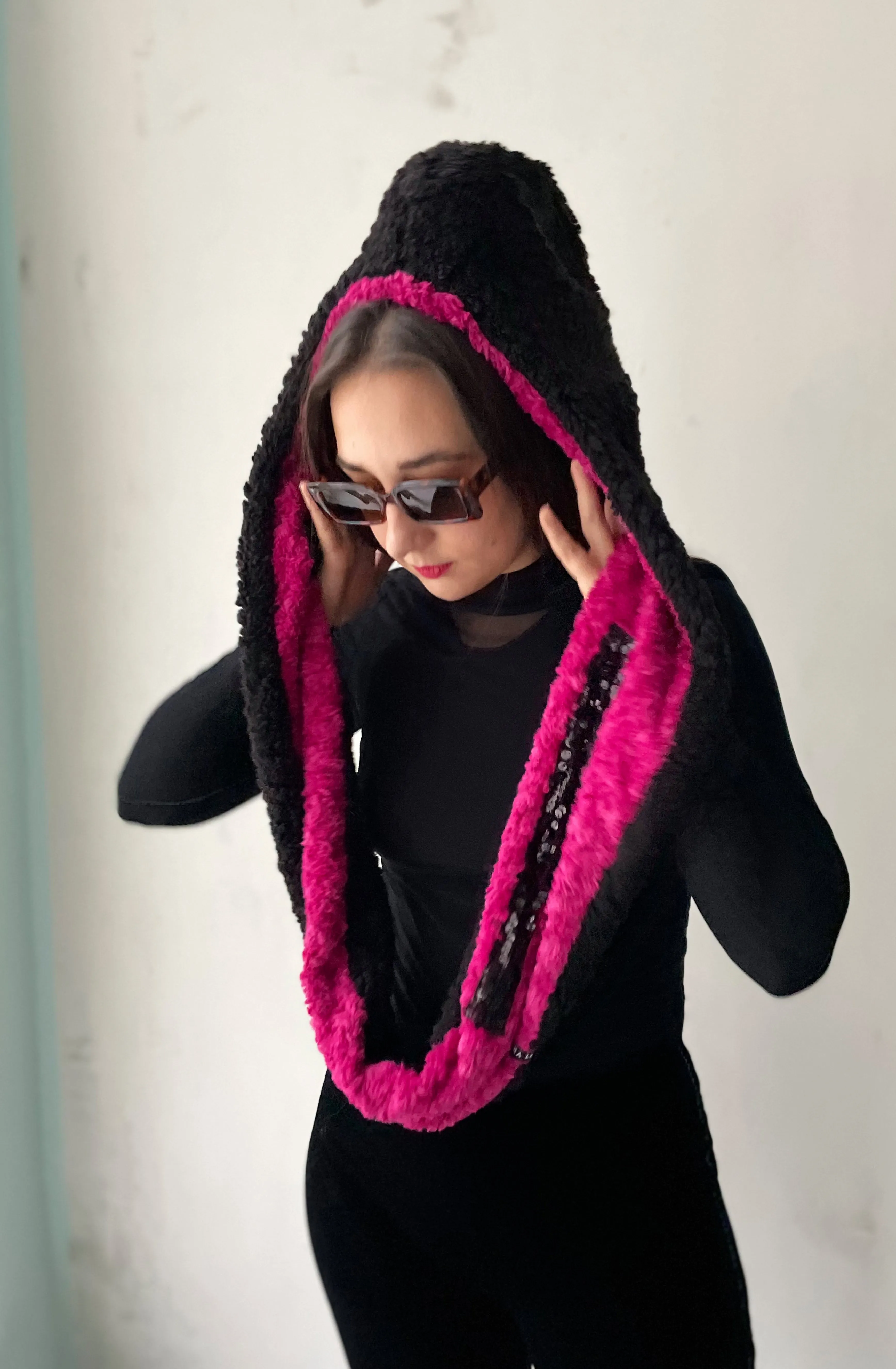 Balaclava Hoop Mütze | Black/Pink