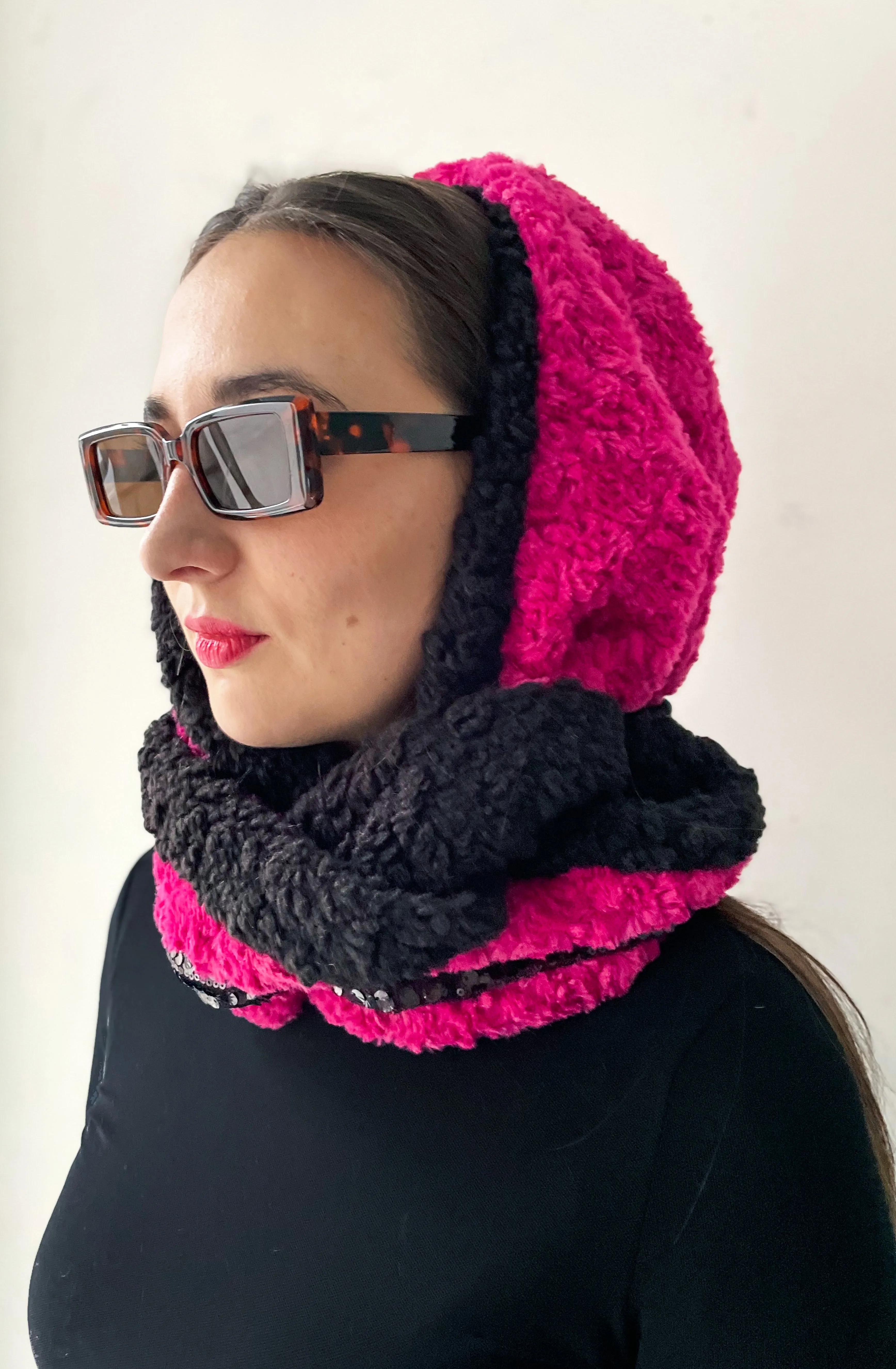 Balaclava Hoop Mütze | Black/Pink