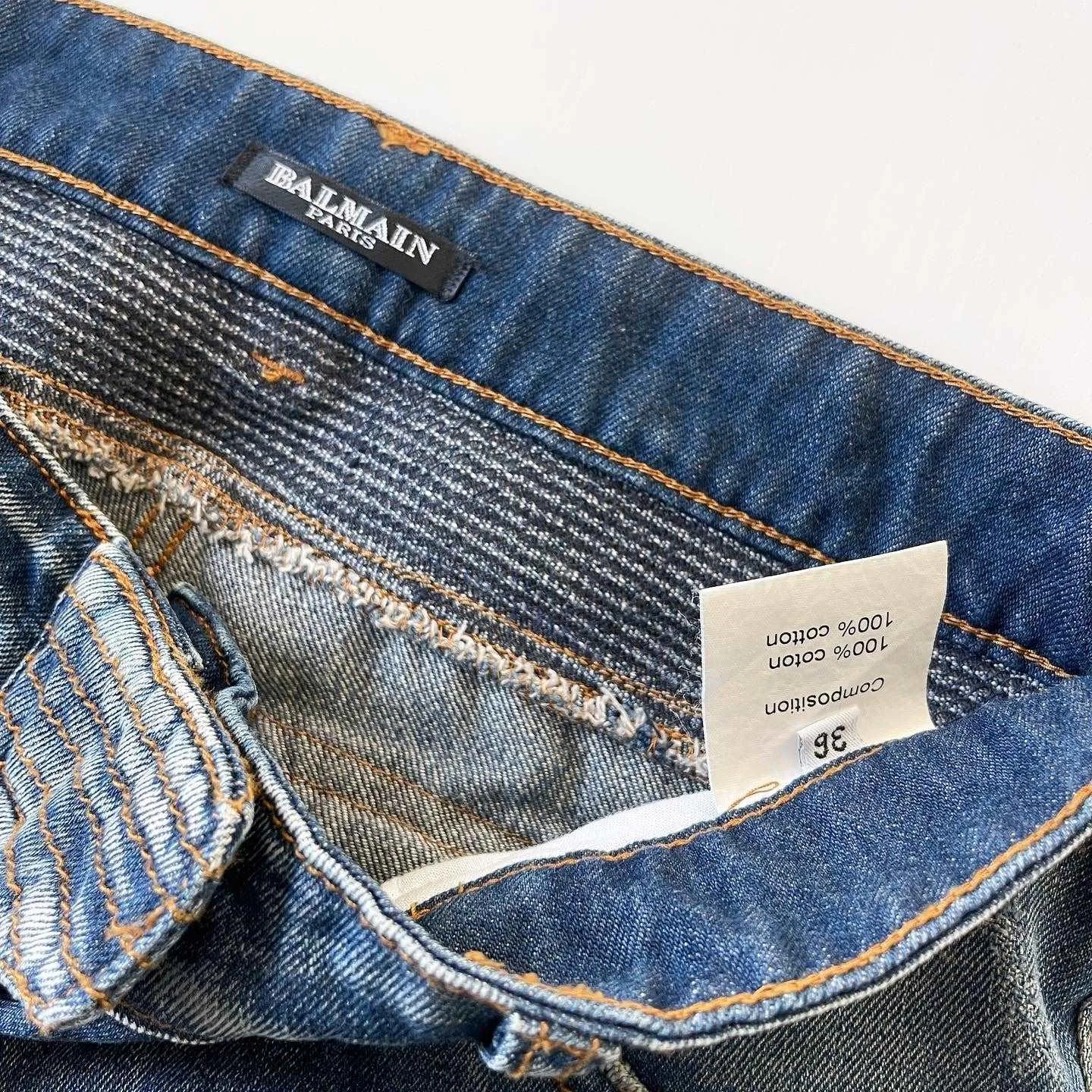 BALMAIN Distressed Biker Jeans