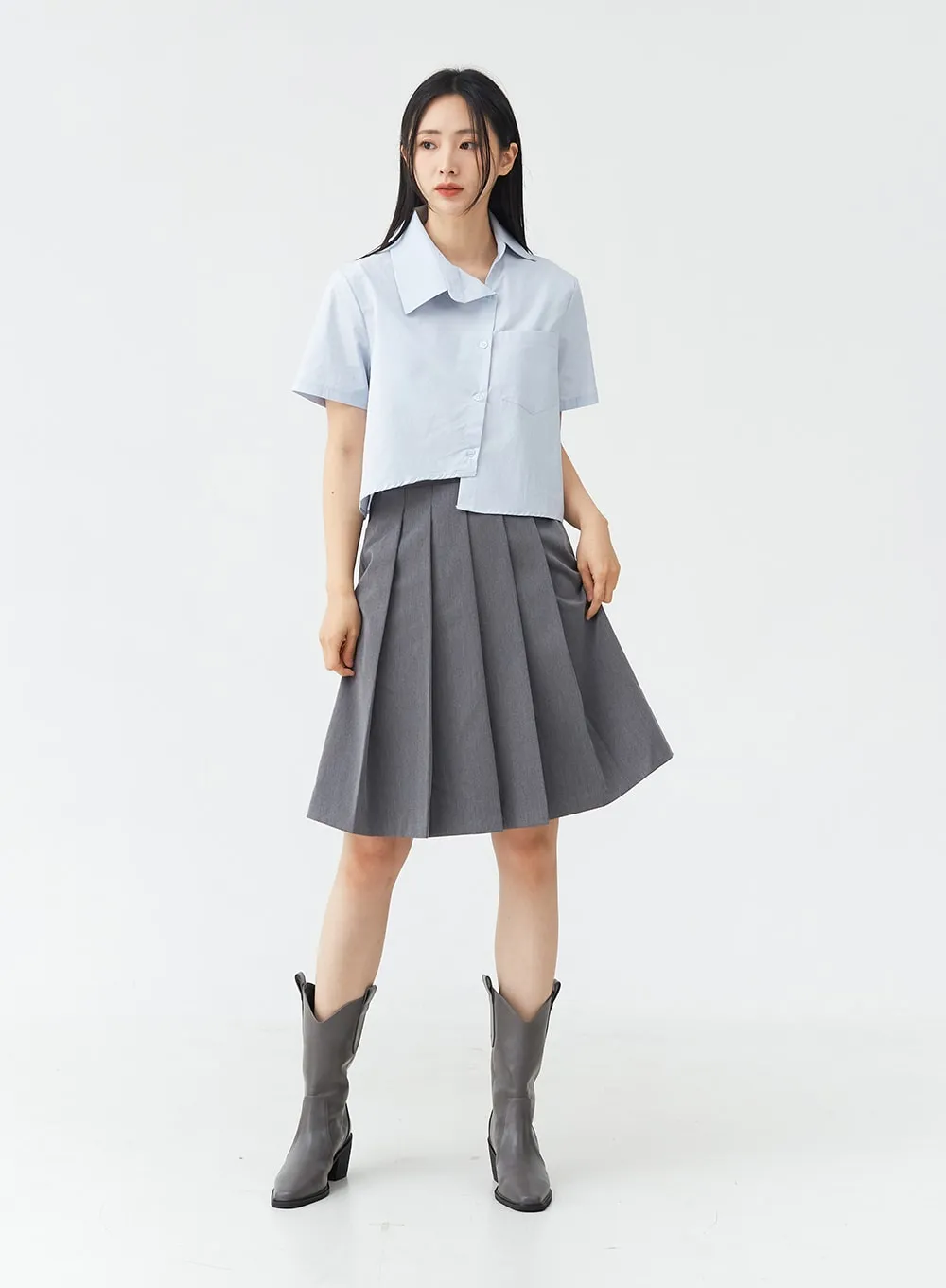 Basic Pleated Midi Skirt OG02