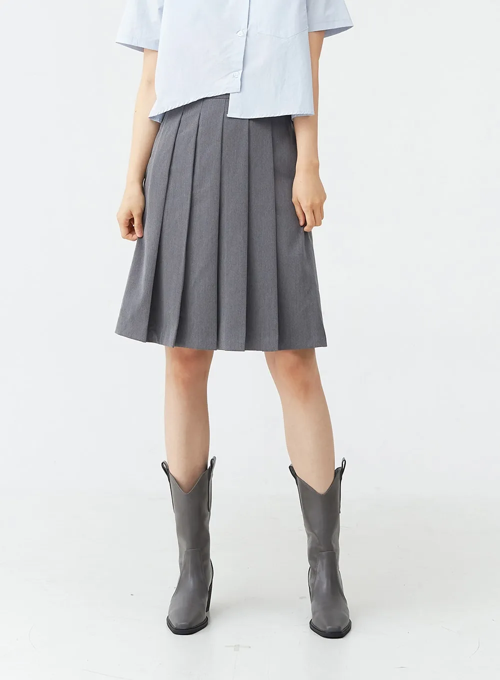 Basic Pleated Midi Skirt OG02