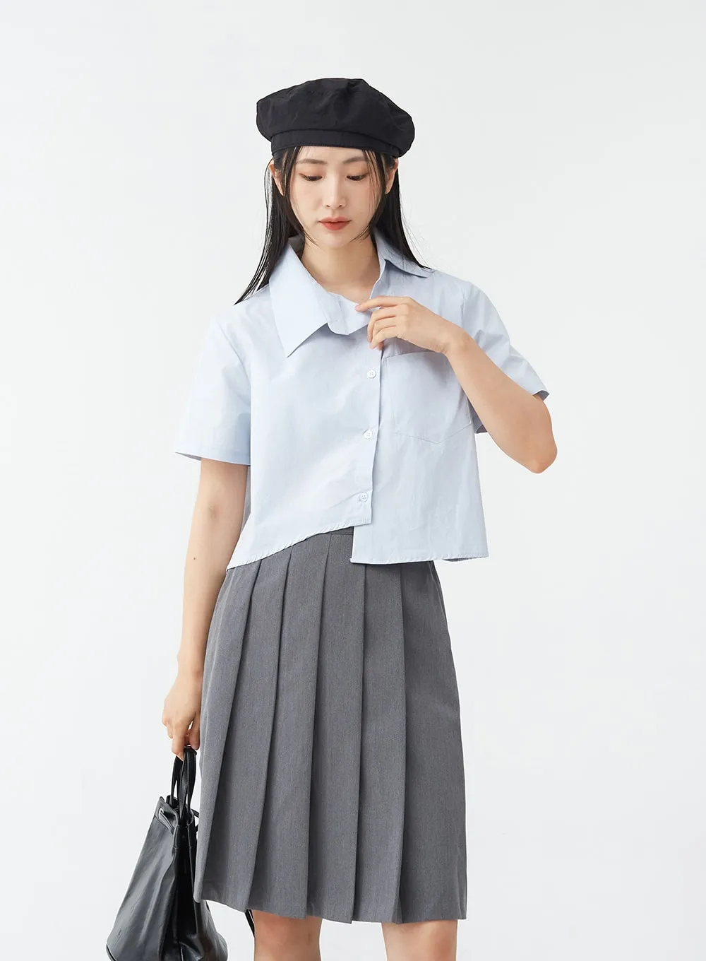 Basic Pleated Midi Skirt OG02