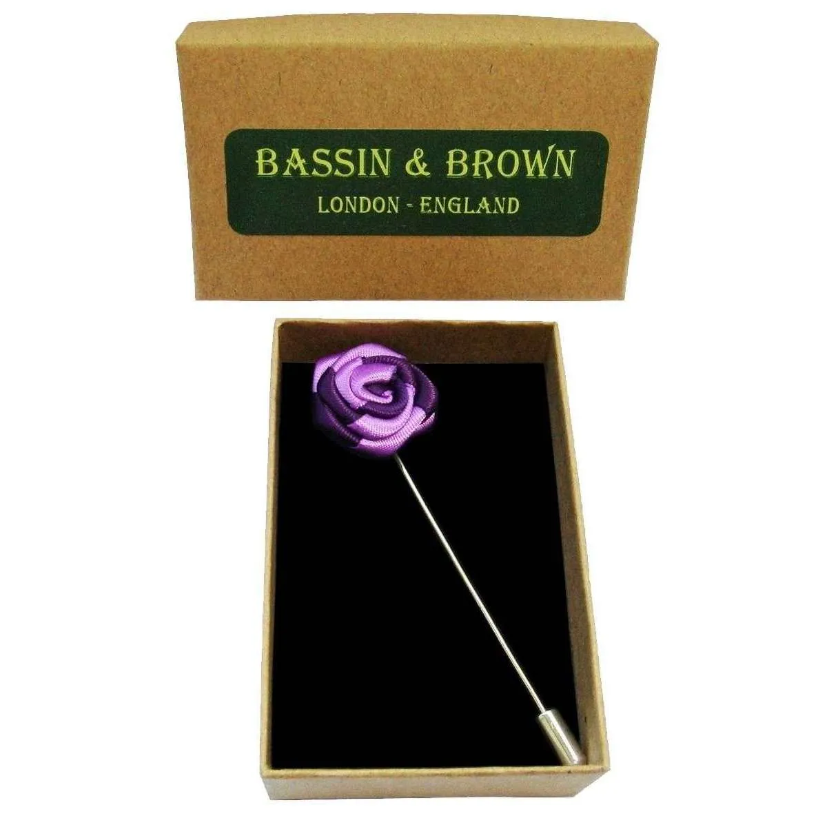 Bassin and Brown Two Colour Rose Jacket Lapel Pin - Purple/Lilac