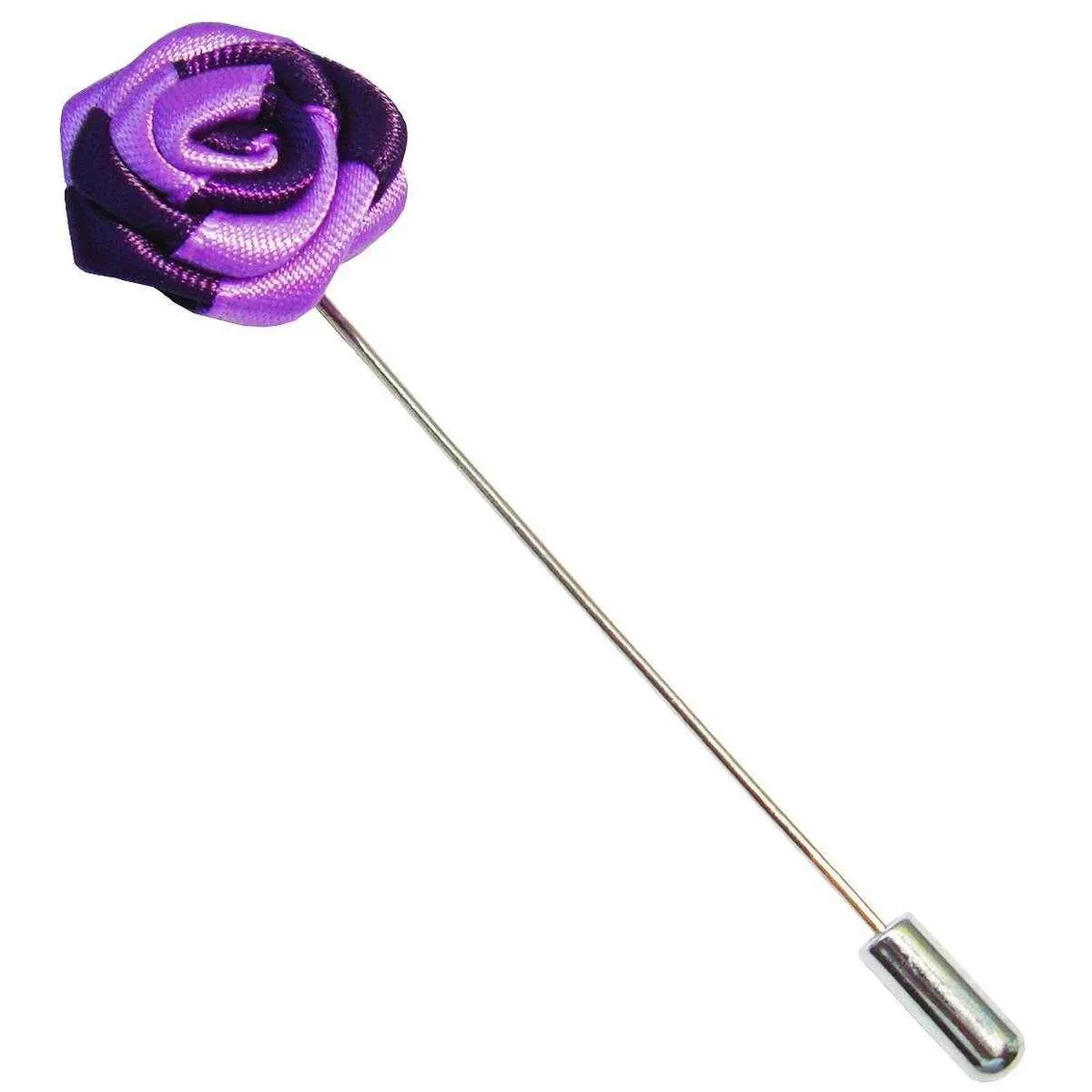 Bassin and Brown Two Colour Rose Jacket Lapel Pin - Purple/Lilac