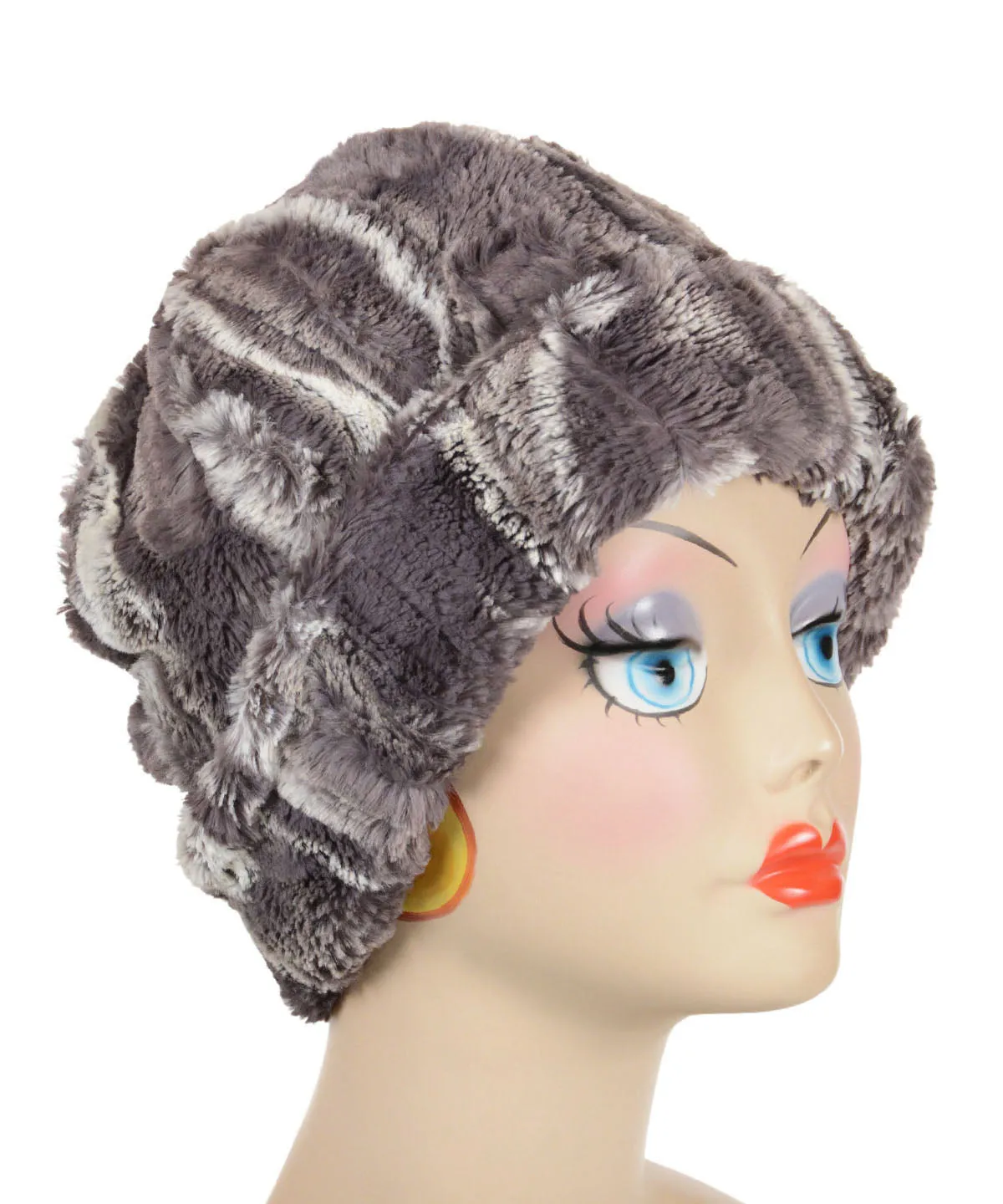 Beanie Hat, Reversible - Marble in Dune Luxury Faux Furs