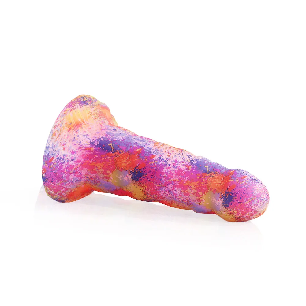 Big Girth Luminous Anal Dildo Butt Plug - Pink Camo Silicone Big Suction Cup Sex Toy for Women