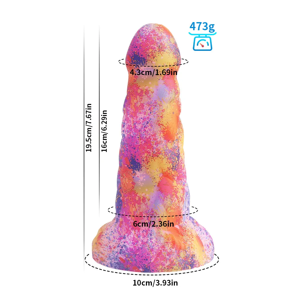 Big Girth Luminous Anal Dildo Butt Plug - Pink Camo Silicone Big Suction Cup Sex Toy for Women