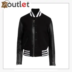 Biker Black Varsity Jacket For Women