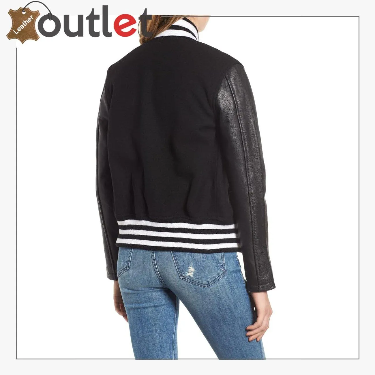 Biker Black Varsity Jacket For Women