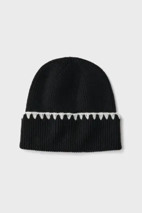 Black Blanket Stitch Winter Hat