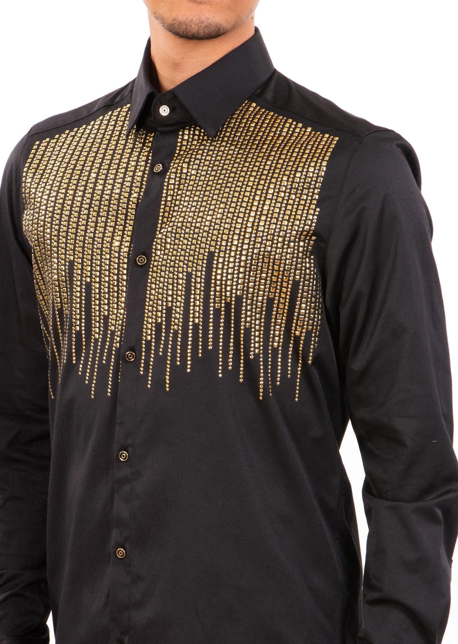 Black Gold "Rain drop" Rhinestone Shirt